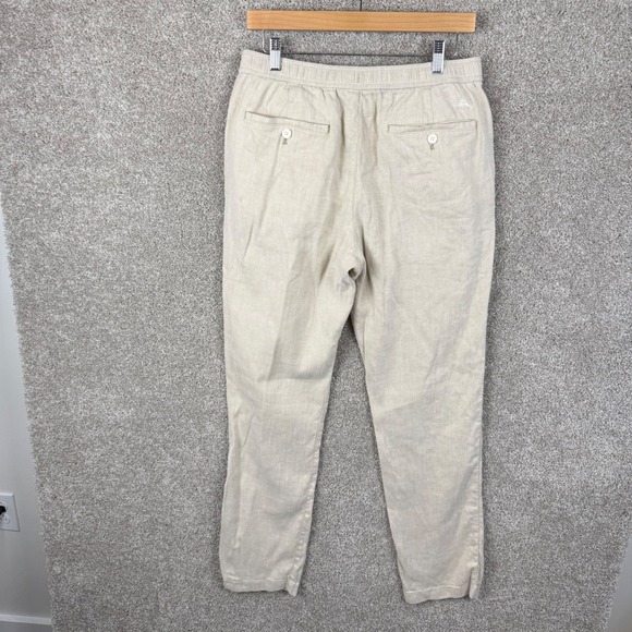 Tommy Bahama Mens Size Medium Linen Blend Drawstring Pants Beige Khaki - Picture 3 of 7
